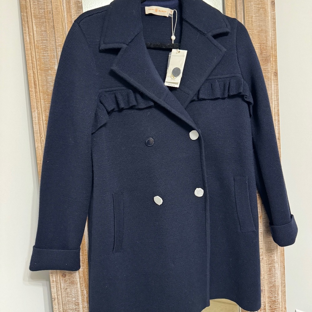 brand new with tags tory burch navy coat small